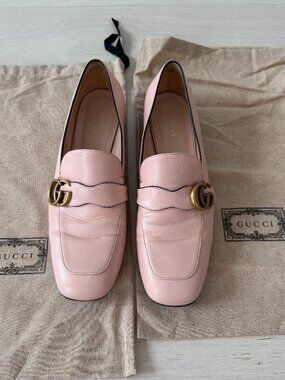 Gucci Light Blush Pink Square Toe Loafers Size 42 Women with Dust Bag